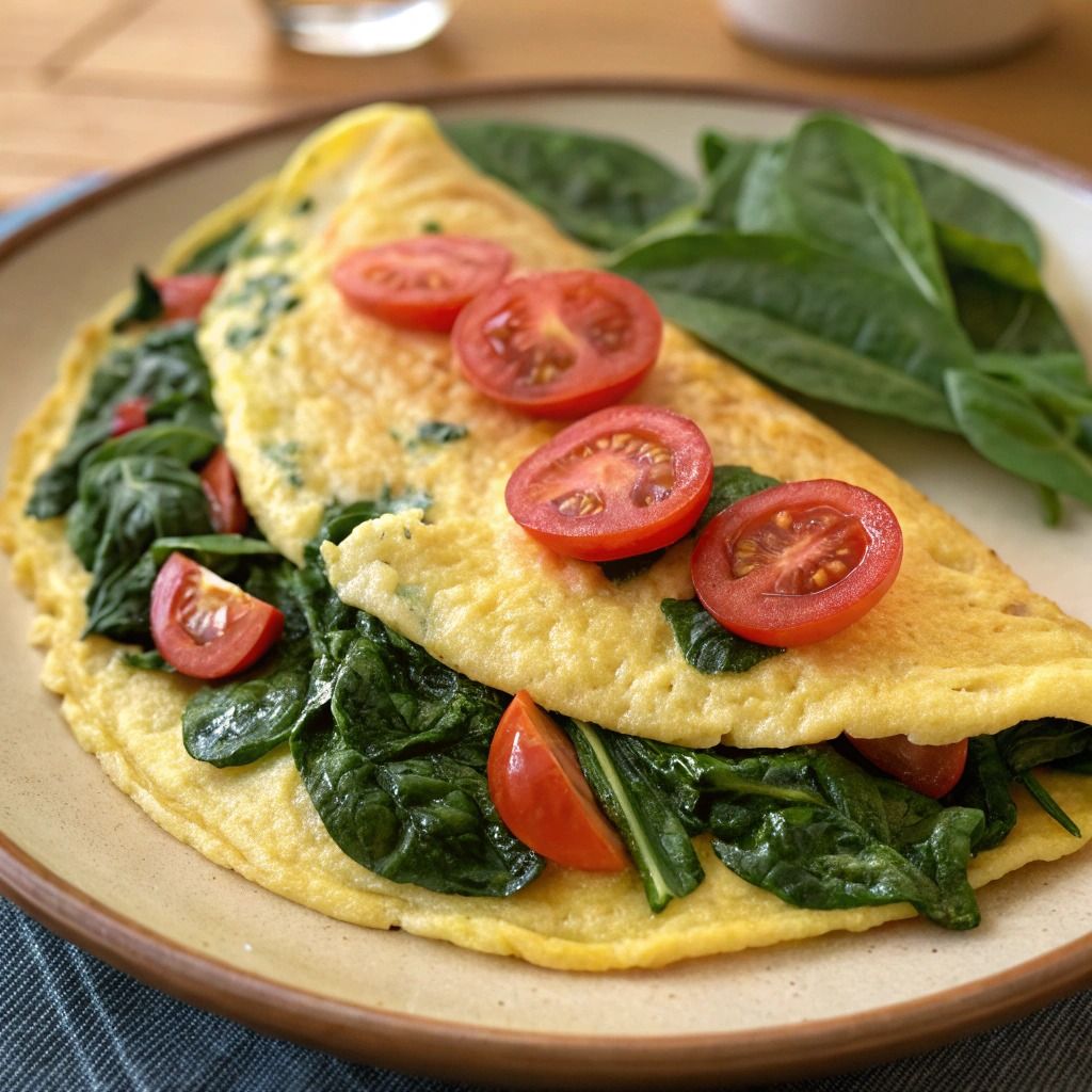 Omelete de Claras com Espinafre e Tomate